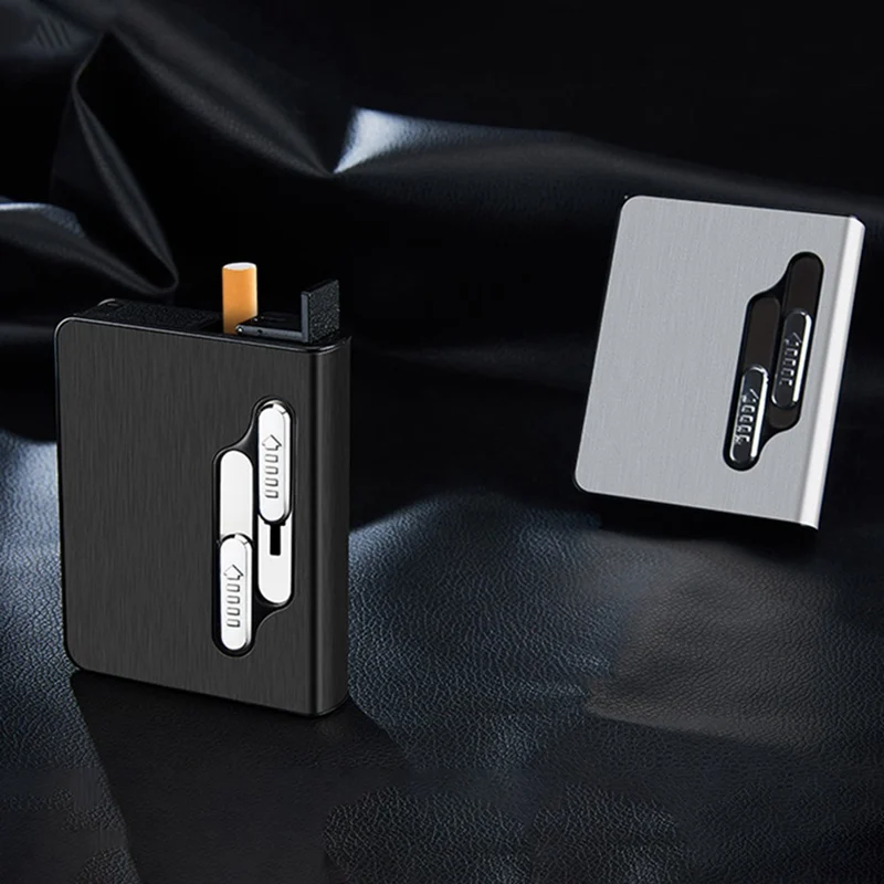 Портативный USB чехол для электронной сигареты с двойной дуговой зажигалкой 20 шт держатель для сигарет usb зарядка Зажигалка гаджеты для мужчин
