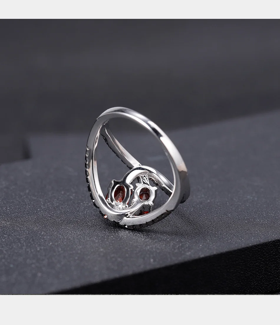 GEM'S балетное 925 пробы, Серебряное разделенное кольцо, вихревое кольцо, 1.44Ct, овальное натуральное красное Гранатовое кольцо с драгоценным камнем для женщин, хорошее ювелирное изделие