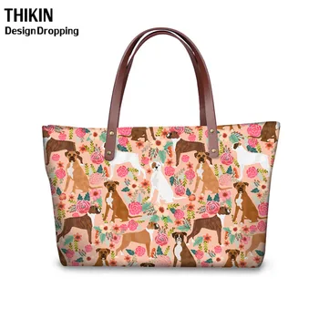 

THIKIN Cute Boxer Dog Printing Women Shoulder Handbags Ladies Fashion Messenger Bag for Females Casual Top-Handle Bags Wallet