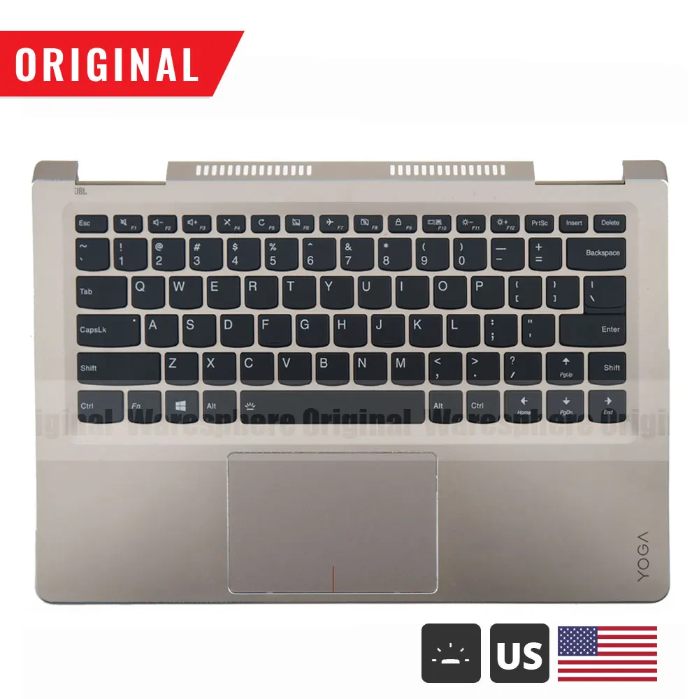 95% Упор для рук для lenovo Yoga 710-14 710-14ISK верхняя крышка с американской подсветкой клавиатуры верхний чехол 5CB0M72915 золотой