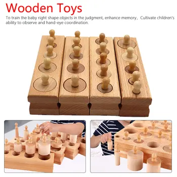 

Wooden toys Educational Cylinder Socket Blocks Toy Baby Development Practice and Senses