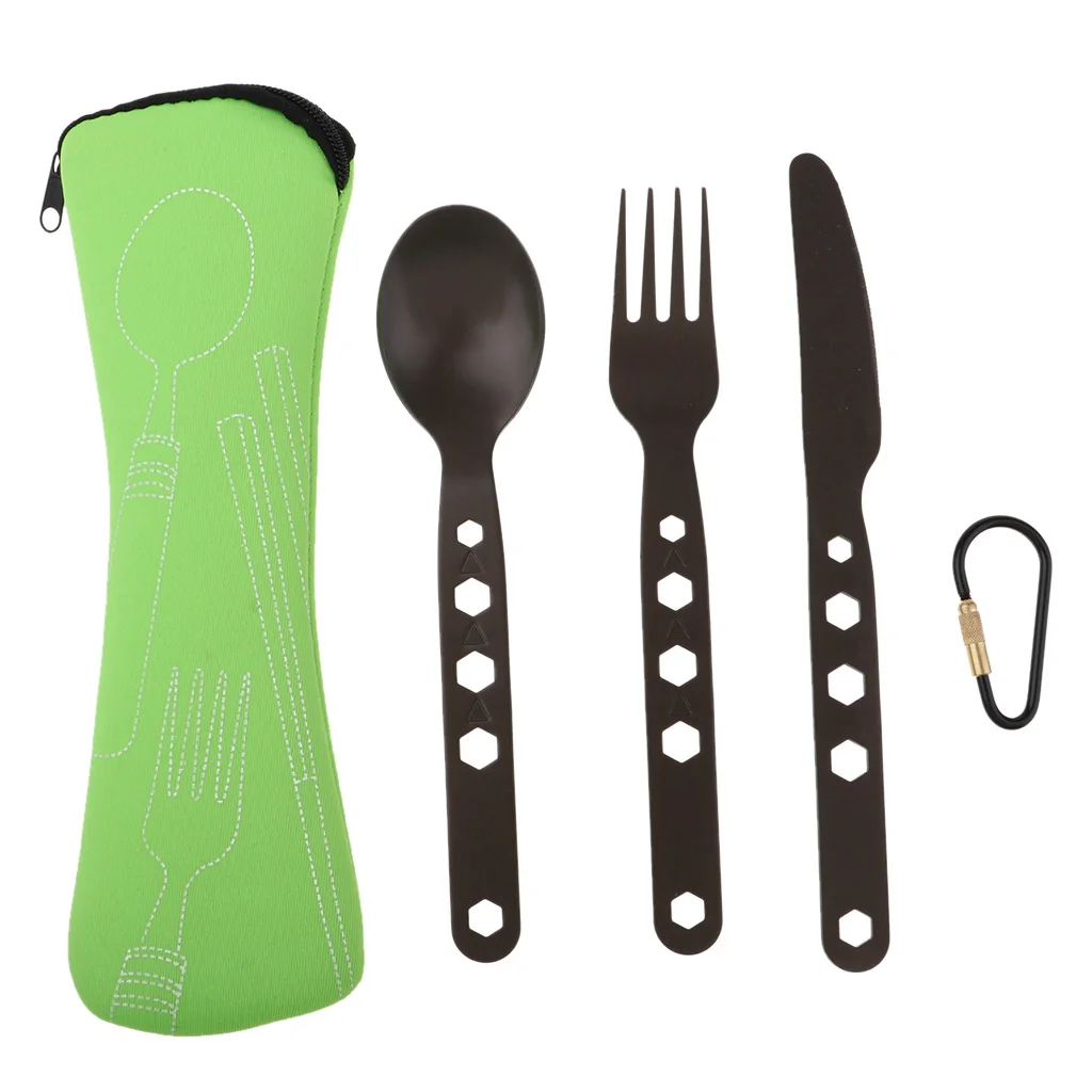 

Outdoor Portable Camping Cutlery Set Knife Fork Spoon W/ Storage Case