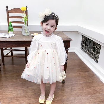 

Keelorn Autumn Girls Cute Princess Dresses Chidlren Fashion Deer Embroidery Mesh Dresses 1-6 Years Kids Girl Elegant Costume