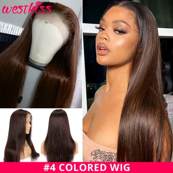 

Brown Lace Front Wig #4 Colored Human Hair Wigs Pre Plucked Brazilian Straight Wig For Black Women West Kiss Hair Wigs Remy