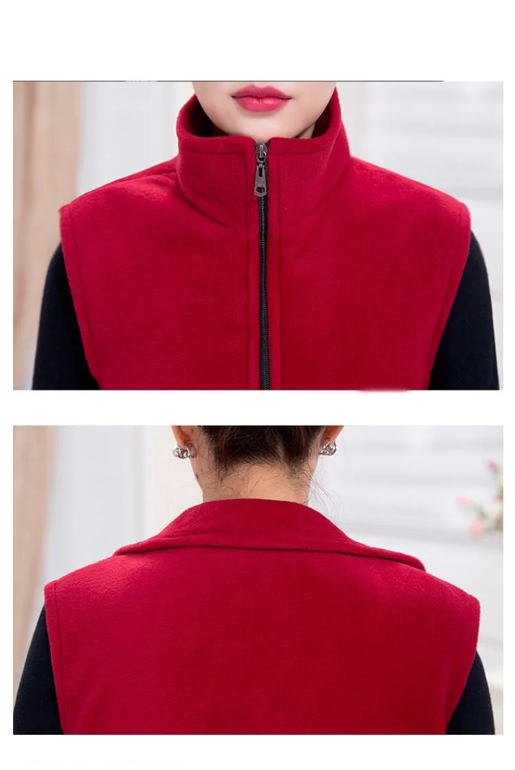 Plus Size Middle-aged Mother Stand Collar Vest Jacket Short Polar Fleece Sleeveless Outwear Warm Female Casual Waistcoat Tops north face parka