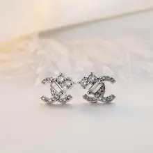 Новинка, серьги с буквой розовые, золотые, серебряные, металлические роскошные стразы, серьги, массивные серьги для женщин, вечерние ювелирные изделия