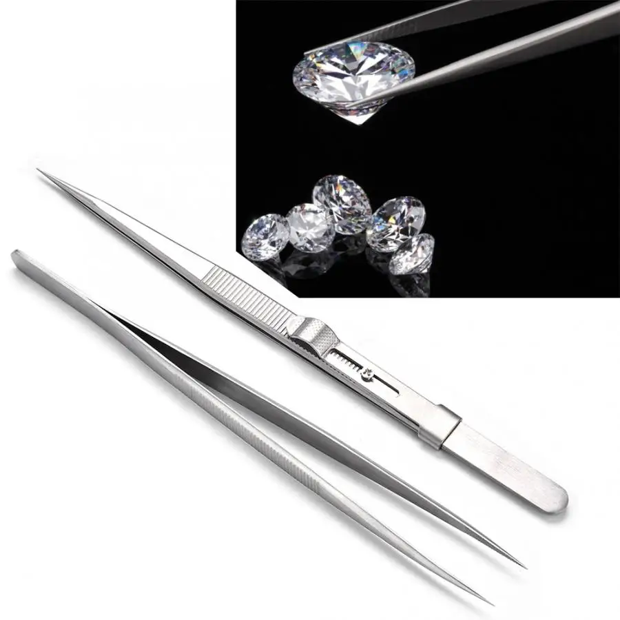 1Pc Stainless Steel Jewelry Tweezer with Slide Lock for DIY Jewelry Diamond Gem Holder Tweezer Jewelry Making Tool for Jeweler