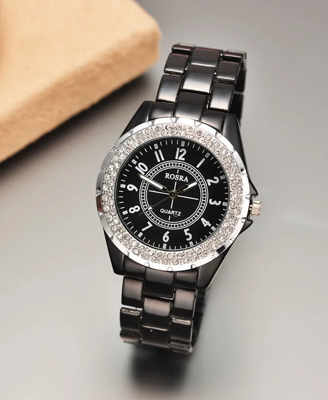 Роскошные Для женщин часы Rosra Bling Стразы Белый часы Для женщин женские часы dames horloges montre femme