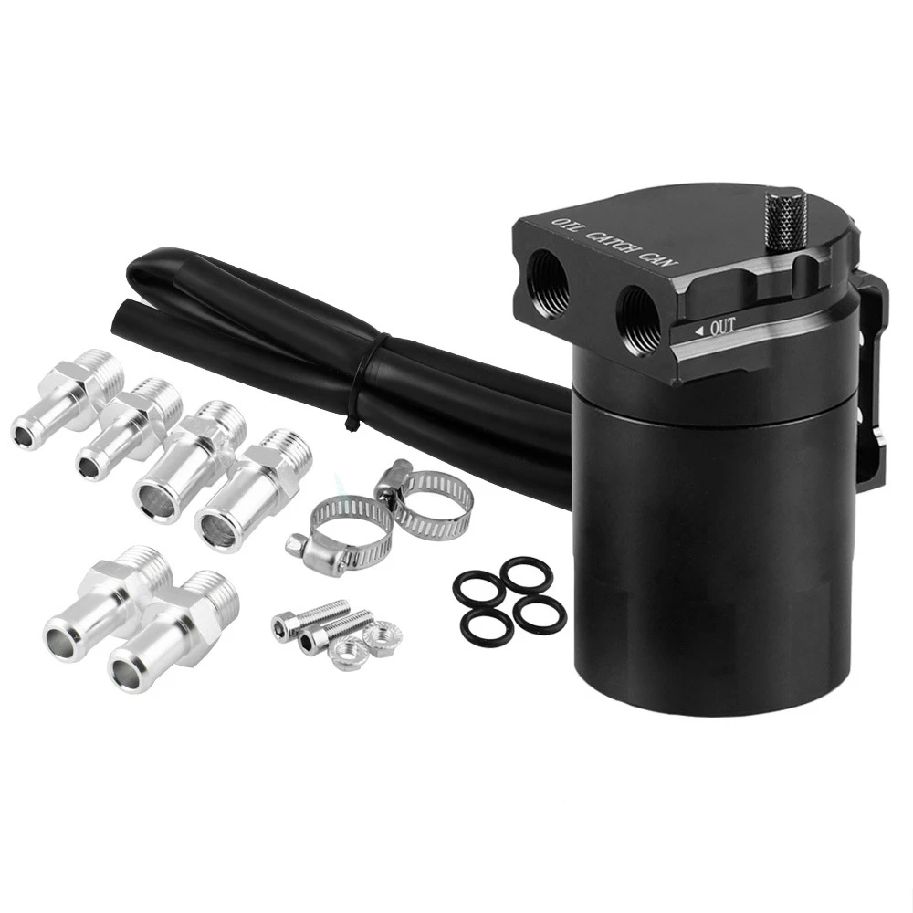 

Universal Oil Catch Can with Air Filter Two hole breathable Kettle Engine Air Oil Separator Tank Reservoir Tank Car Accessories