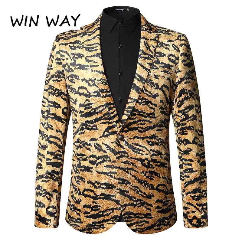 Win Way Stage Европейский стиль блейзер для мужчин модный принт певица костюмы Slim Fit хлопковая одежда роскошный свадебный костюм жениха - Цвет: Многоцветный