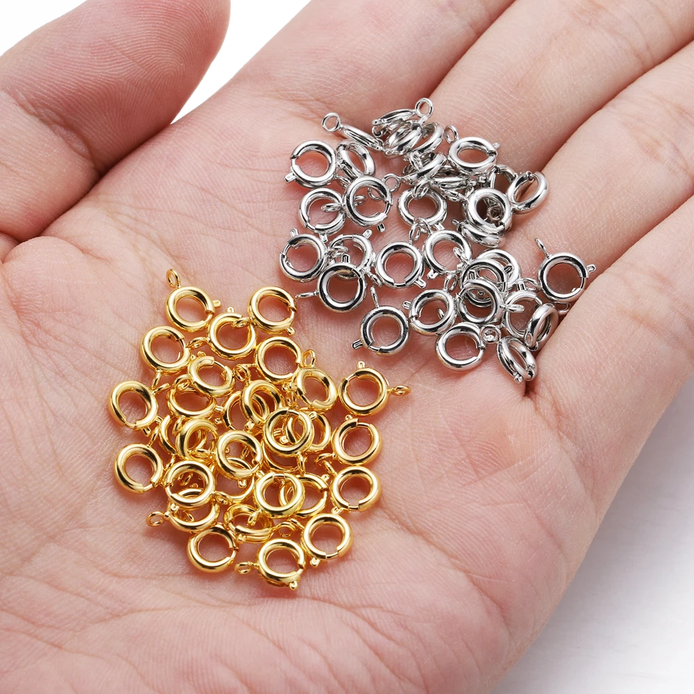 10pcs/lot Gold Spring Ring Clasp With Open Jump Ring jewelry Clasp For  Chain Necklace Bracelet Connectors Jewelry Making