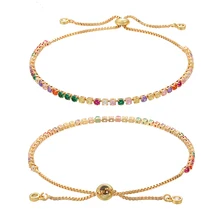 ZHUKOU 2,5x280 мм Высококачественная кубическая форма из латуни с цирконами кристалл женский браслет цепочка браслеты Аутентичные ювелирные изделия VL25