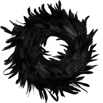 

Black Feather Garland Front Door Ornaments Party Atmosphere Decoration Wreath Holiday Decorations Home Decor осенний венок 5*