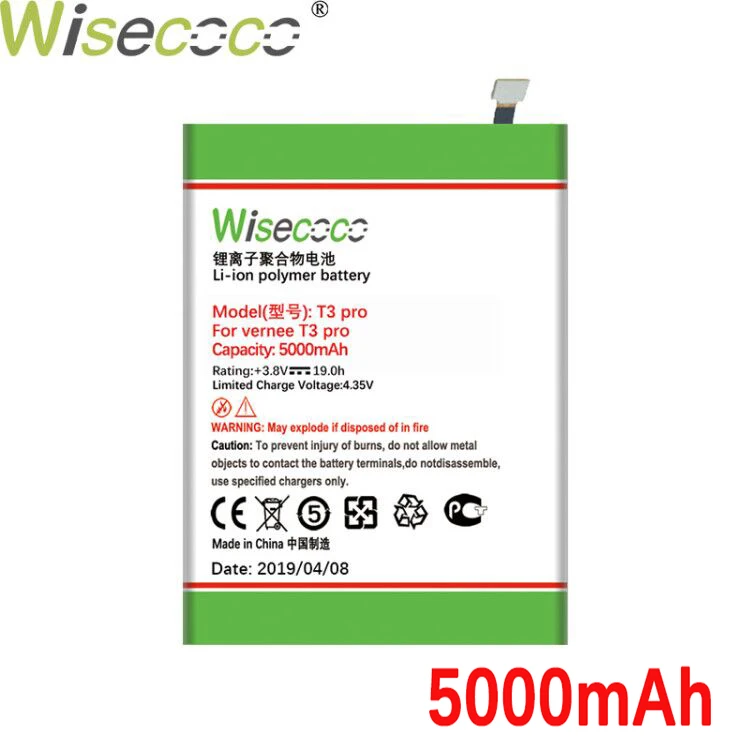 Wiscoco 5000mAh Новая батарея для vernee T3 PRO батарея мобильного телефона последние продукты высокое качество батарея+ номер отслеживания