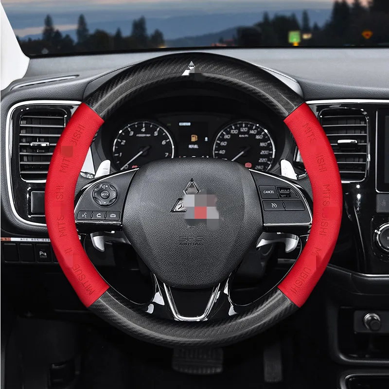 ManH FenT углеродное волокно кожаный чехол рулевого колеса автомобиля для Mitsubishi ASX Outlander Lancer Pajero L200 Mirage Triton Attrage