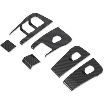 

6 Pieces Car Inner Window Switch Panel Bright Carbon Fiber Pattern Cover Trim Decoration for Tesla Model 3