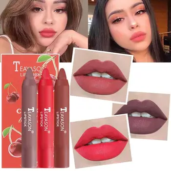 

3Pc/Set Matte Velvet Lipstick Pen Crayon Lipstick No Stick Lip Fading Fog Lip Stick High Durable Makeup Pigmented Nude X3M7