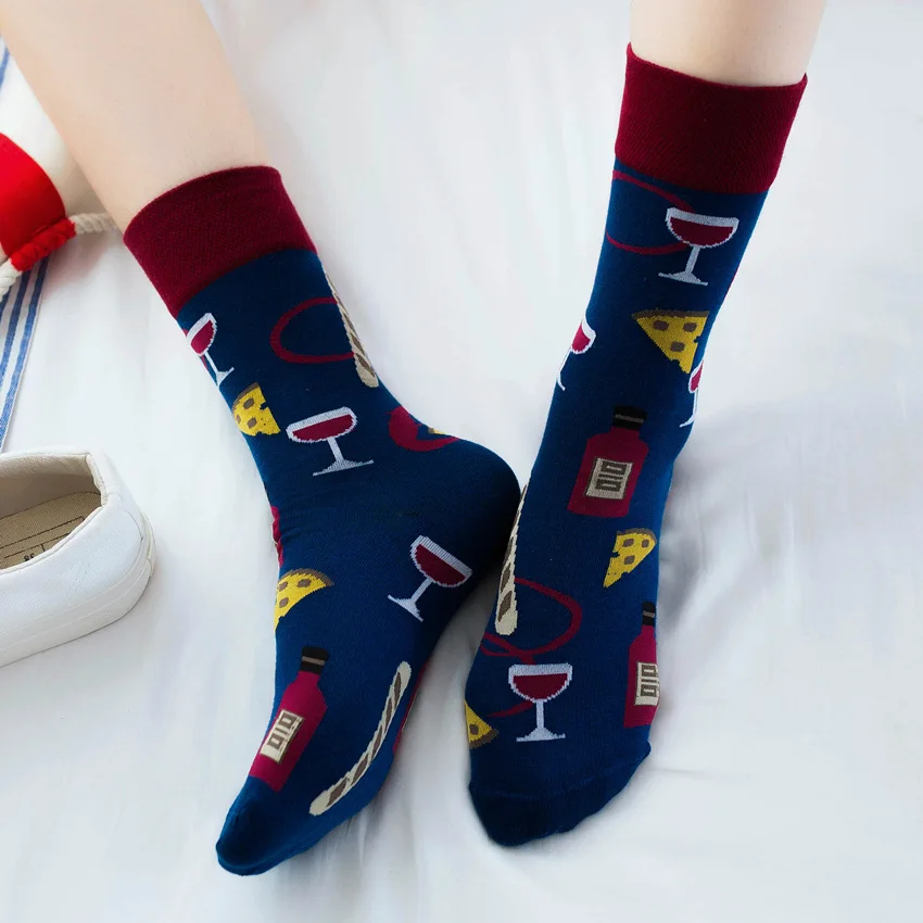 Cute Cartoon Fruit Print Watermelon cantaloupe shrimp Girls Kawaii Socks meias Korean Harajuku Embroidery Pile Heap Funny Socks