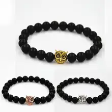 Модные ювелирные изделия, животные, Сова, голова, браслеты, мужские, очаровательные, Pulseiras, женские, эластичные, молитвенные, из бисера, женские, на запястье, золото