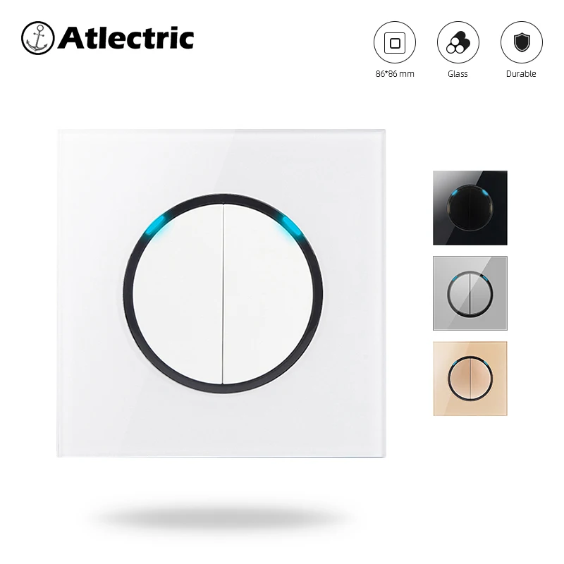 Atlectric 1/2/3/4 ряда 1/2Way кнопка выключателя света Мощность настенный выключатель с