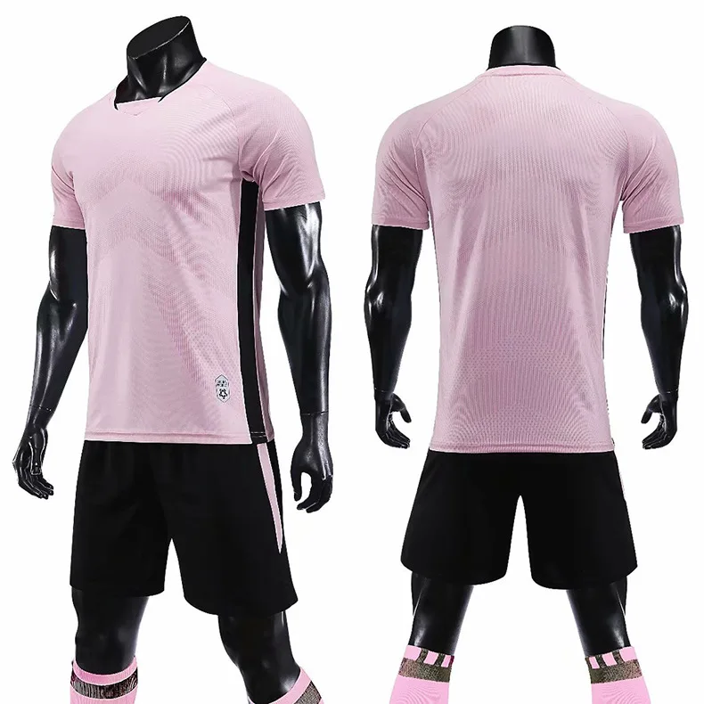 Men Kids Football Jerseys Soccer Uniform Boy Fitness Shirt Gym Shorts Children Running Jogging Suit Training Workout Clothes Set - Цвет: pink