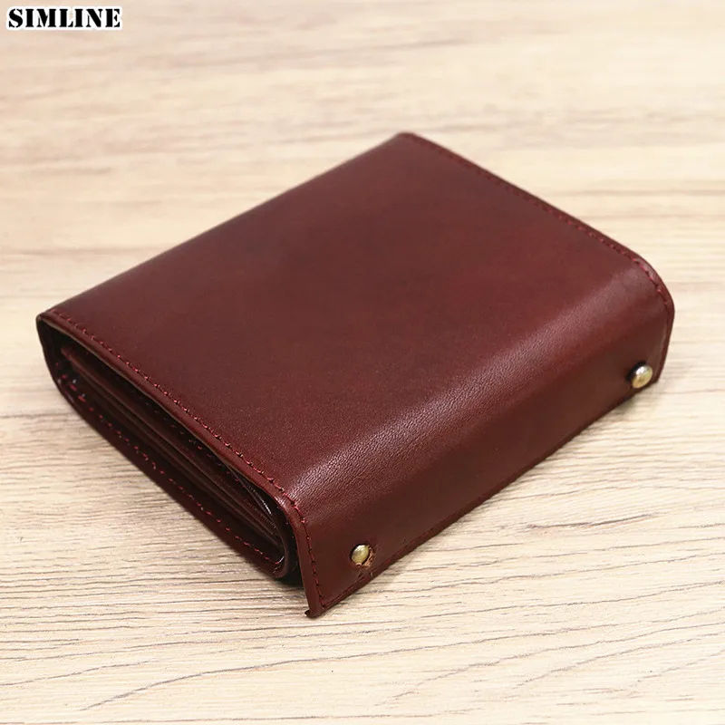Fashion Vintage Genuine Leather Wallet men Wallet Leather men purse  vertical short money bag male wallet coin Purse card holder - AliExpress