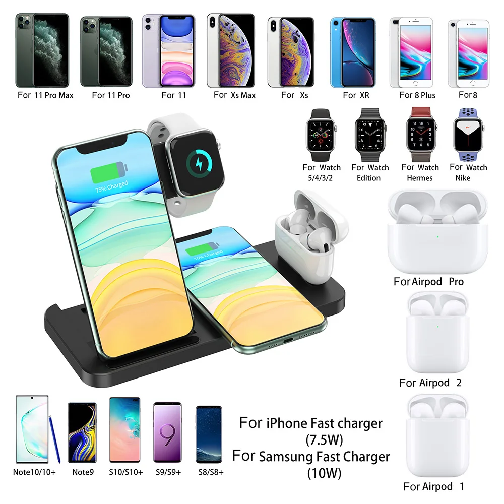 DCAE 4 in 1 Fast 15W   ̼ ũ  ĵ е For iPhone 13 12 11 XS XR X 8 Apple Watch 7 6 AirPods Pro