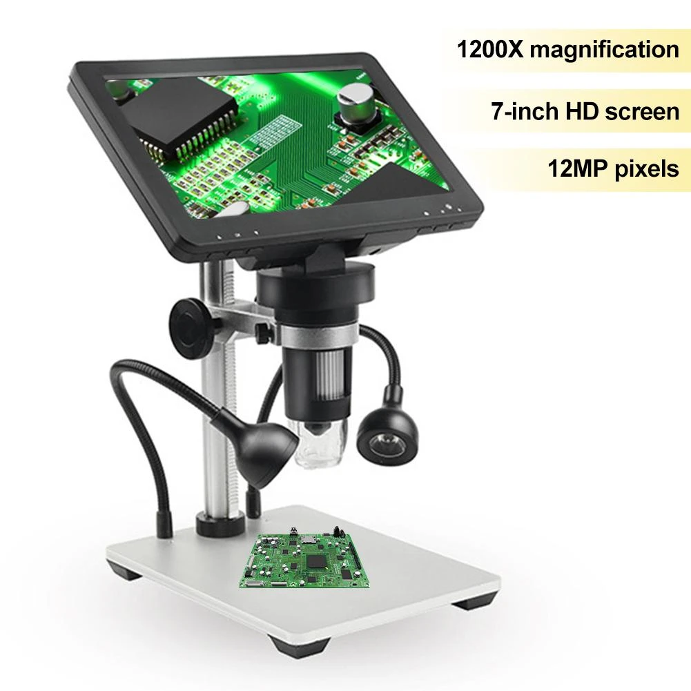 DDARK 1200X 7 Inch Digital Microscope Magnifier Long Object Distance for PCB//SMD Repair Soldering with Wire Control