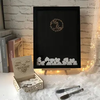 

Mr Mrs Signature Guest Book Wedding Decoration Wooden Frame Acrylic Memory Drop Box Wedding Supplies