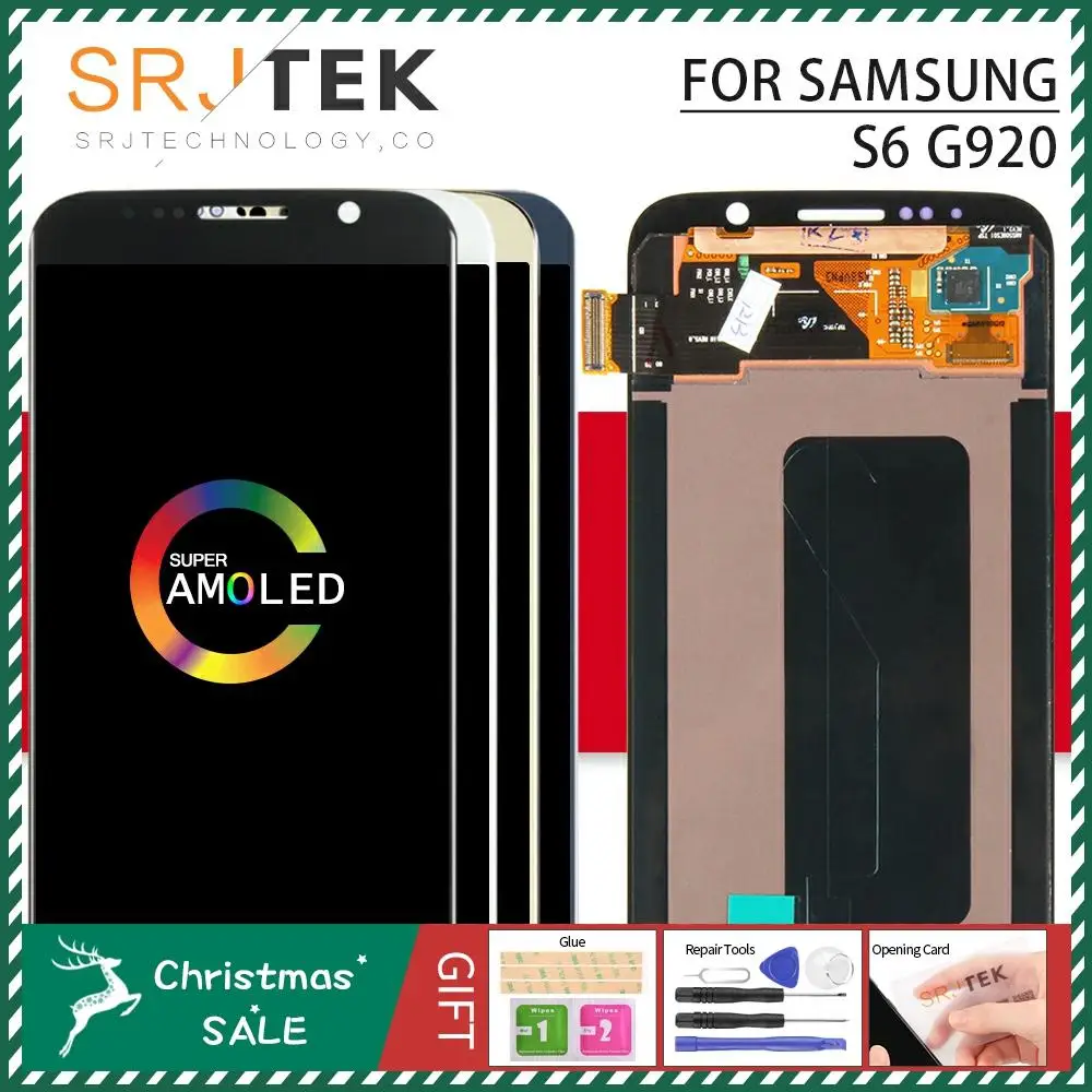 AMOLED/OLED Srjtek для samsung Galaxy S6 дисплей G920 ЖК сенсорный дигитайзер сенсор стекло сборка G920i G920P G920f ЖК G920A