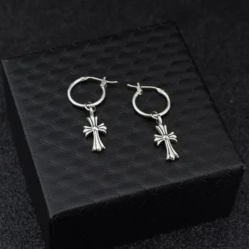 

1pair Kpop Cross tassel Earrings The same style as bangtan Jimin Dangle earring Ear ring clip Kpop bangtan boys earstud