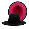 QBHAT Mens Women Black Red Patchwork Wool Felt Floppy Jazz Fedora Hats Fashion Party Formal Hat Wide Brim Panama Trilby Cap ► Photo 2/6