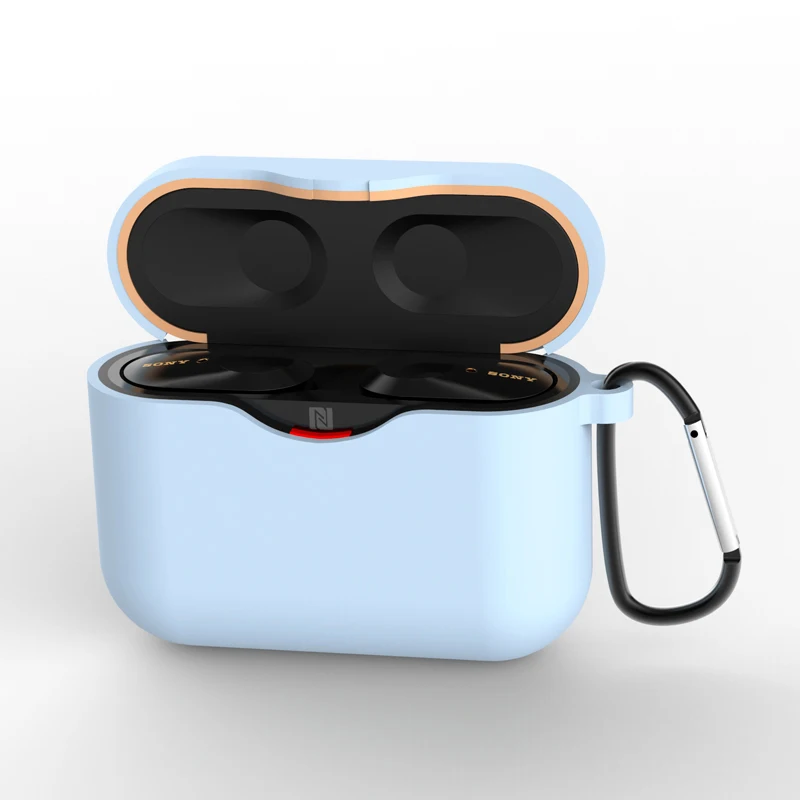 360 градусов 3D мягкий чехол для sony WF 1000XM3 силиконовый чехол для WF 1000X M3 защитный чехол для док-станции с кольцом - Цвет: light blue