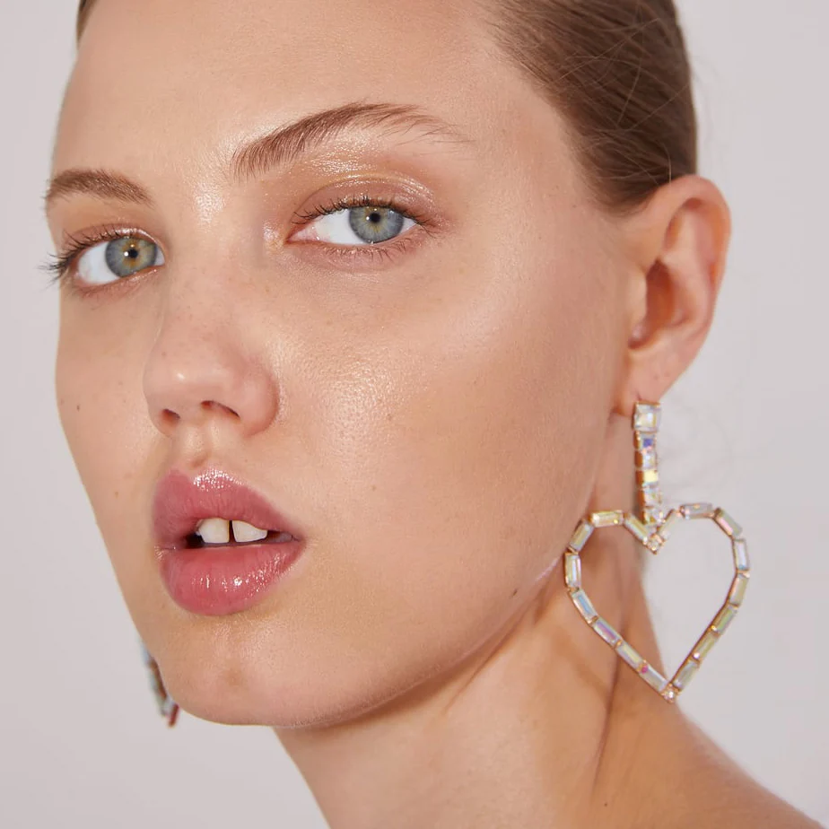 

JUJIA za New Love Heart Crystal Long Pendientes Mujer Moda Statement Rhinestone Drop Earrings For Women