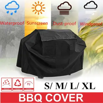 

Outdoor Black Portable Waterproof Windproof Sunscreen Dustdproof Patio Gas BBQ Grill Barbecue Cover Protector BBQ Grill Cover