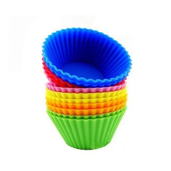 

12pcs / set muffin cake baking mold cake decoration tool round silicone muffin cup cake mold round silicone cake mold kitchen