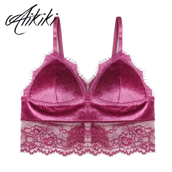 

French Velvet Bralette Sexy Bras For Women Wire Free Triangle Cup Bra Lace Underwear Lingerie Sleep Bras Brassiere