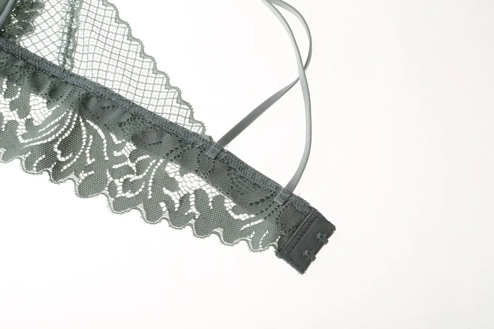 Sexy Lace 3/4 Cup Bra Sets for Women Thin Cotton Breathable Comfortable Underwear Solid Color Lingerie Set