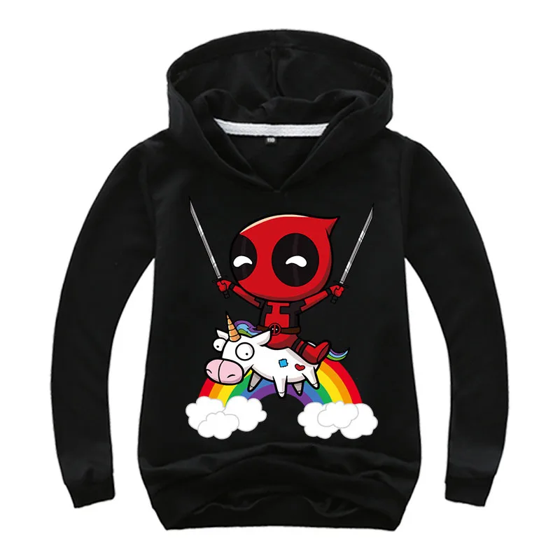 

Children Sweatshirts Cartoon Marvel Deadpool Rainbow Unicorn Print T Shirt Baby Boy Clothes Kid Girl Hoodies Tops Baby Costumes