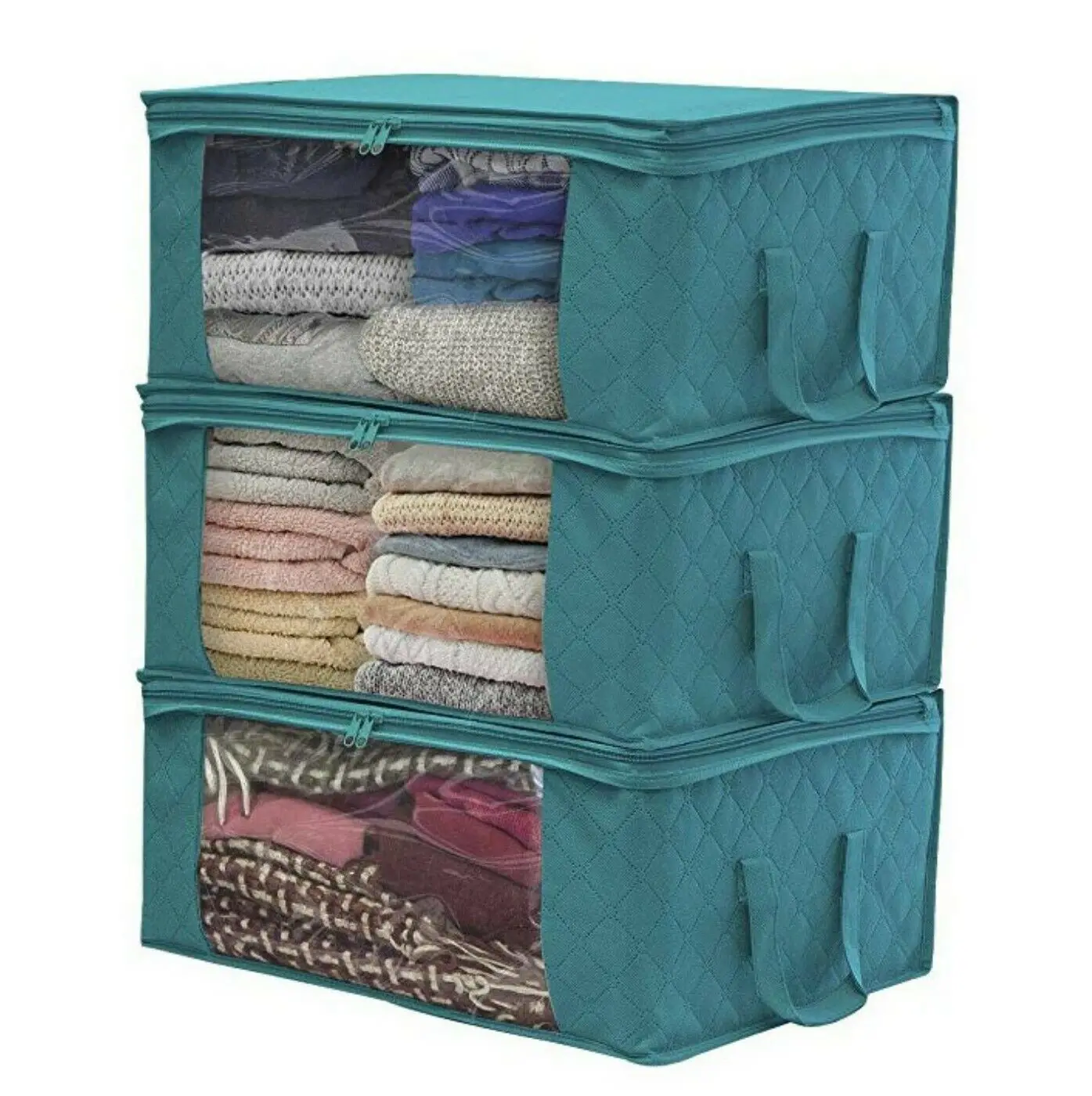 

Foldable Large Non-woven Clothes Quilt Blanket Zipper Storage Bag Organizer Box Foldable Storage Bags