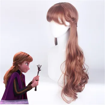

Disney Princess Anna Wig Frozen 2 Cosplay Woman 70cm Long Curly Brown Wig Cosplay Anime Wig Heat Resistant Synthetic Wigs X5067