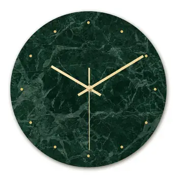 

Modern light luxury wall clock marble texture clock home bedroom decoration clock acrylic lasting printing Tv Wall decoration