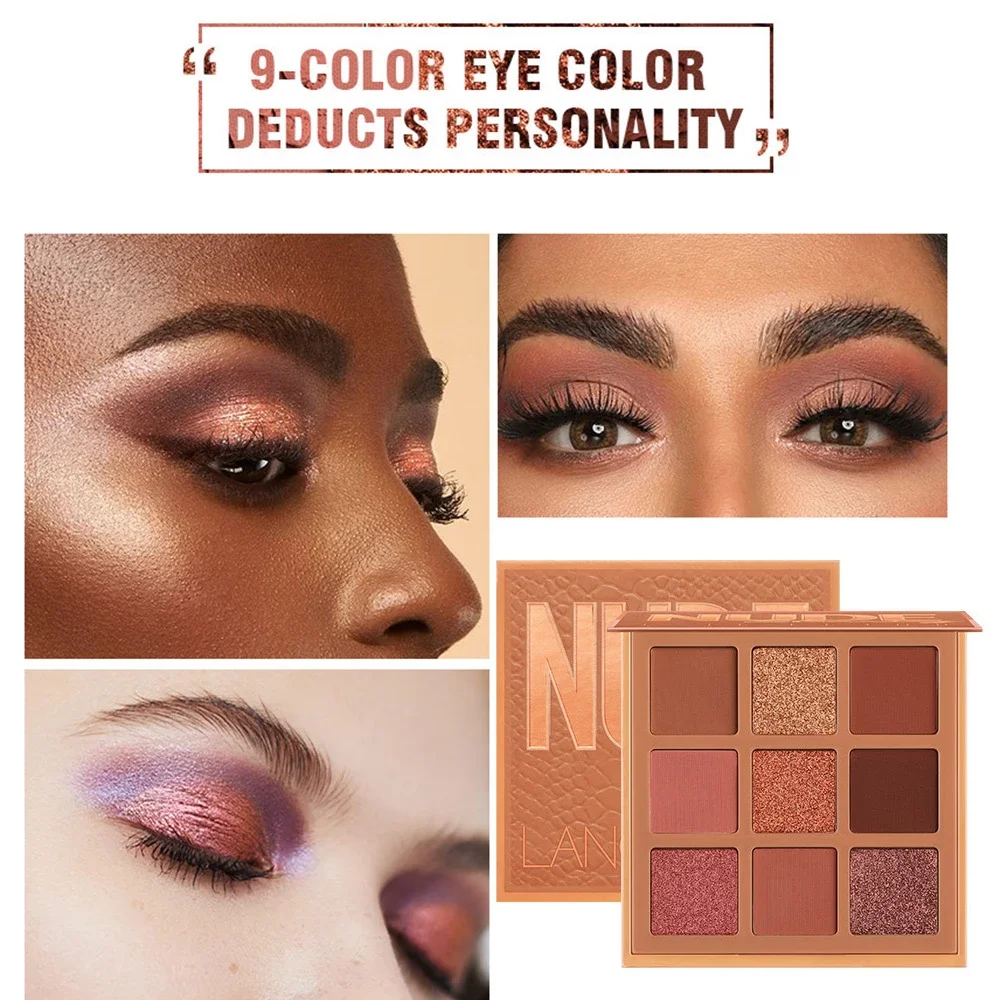 Langmanni Nude Eyeshadow Makeup Palette Matte Lasting Waterproof Non-Flying Powder Makeup Cosmetics eye shadow eye shadow plate 9 Colors