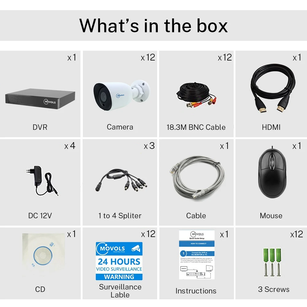 US $452.62 Movols 5mp Surveillance System16ch H265 Xvr 12pcs Ir Cut Home Outdoor Waterproof Cctv Camera P2p Cctv Video Surveillance Kits