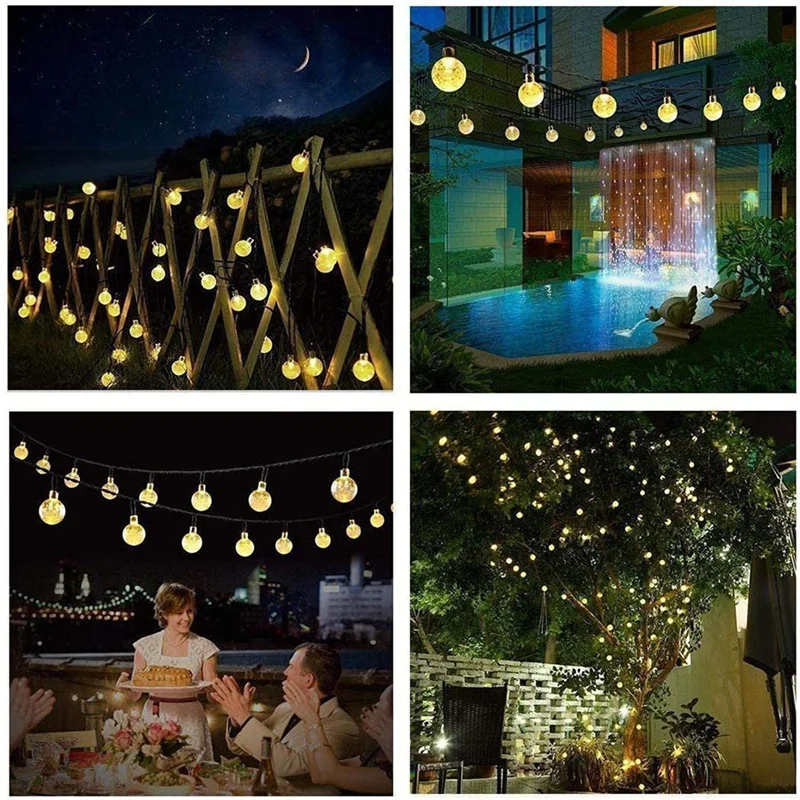 Outdoor Solar Crystal Ball Bulb String Lights 20/30/50led Waterproof Fairy Garden Lights Garlands For Christmas Party Decoration