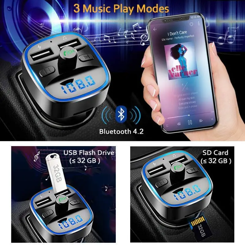 Горячая QC3.0 Bluetooth 5,0 fm-передатчик комплект беспроводной связи Bluetooth для автомобиля mp3 плеер дисплей экран Aux модулятор Handfree