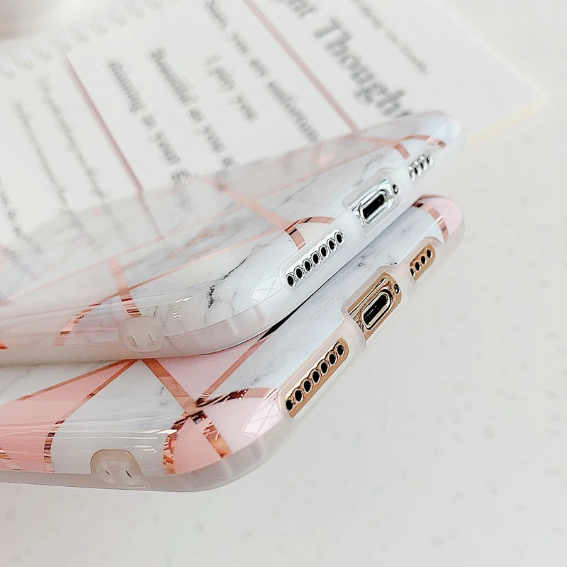 Мраморный чехол для iPhone 11 Гальванизированный мраморный чехол для iPhone 11 Pro XS Max XR мягкий IMD задняя крышка