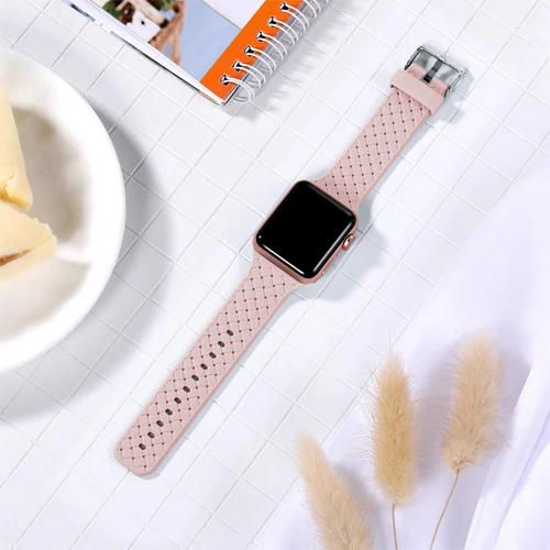 B-11 Ткацким рисунком ремешок для apple watch band 40 мм 44 мм apple watch в едином положении во время занятий легкой атлетикой, 38 мм, 42 мм, iwatch, версия correa 5/4/3/2/1 силиконовый ремешок для часов - Цвет ремешка: B-11