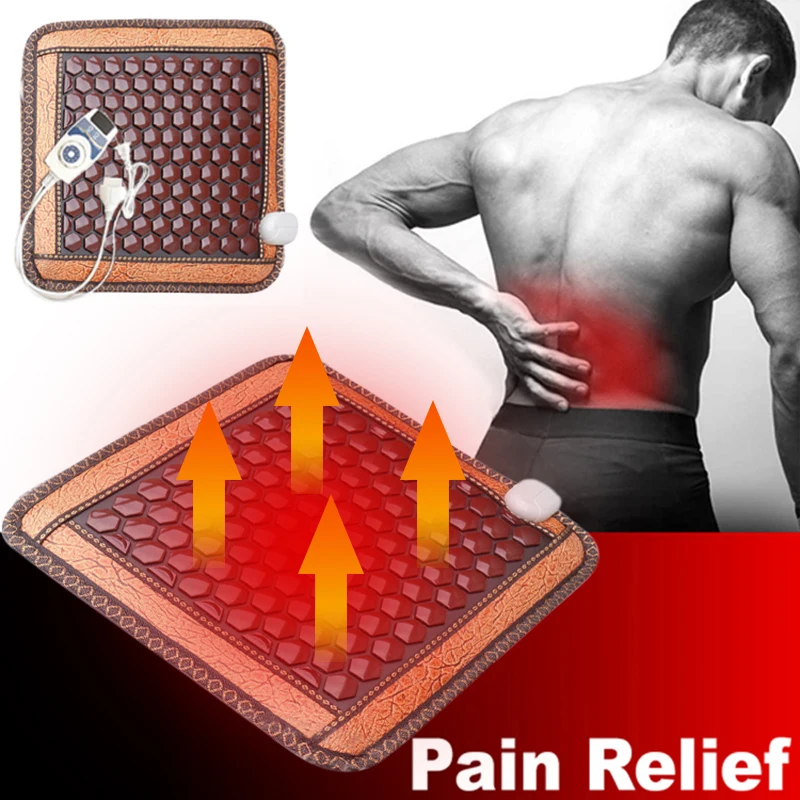 Infrared Heating Mat Natural Jade Tourmaline Massage Cushion Back Abdomen Waist Relieve Muscle