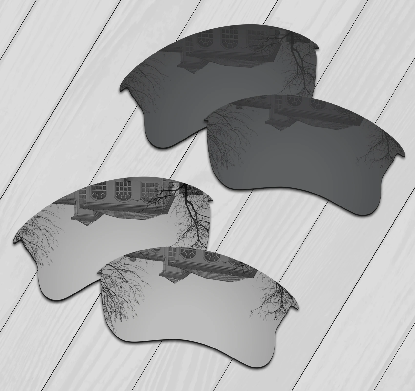 E.O.S 2 пары черно-серебряных поляризованных сменных линз для Oakley Flak Jacket XLJ Glasses |
